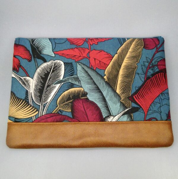 Housse, pochette ordinateur portable tissus coton bleu à grandes fleurs – Image 3