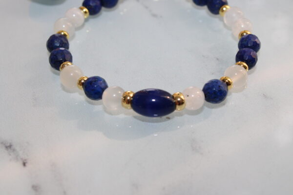 Bracelet fin en Lapis Lazuli facettée et pierre de lune – Image 5