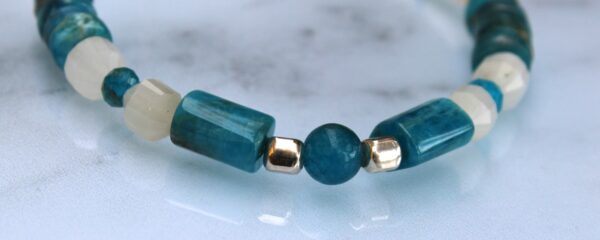 Bracelet Apatite, Pierre de Lune et Nacre Blanche – Argent 925 – Image 4