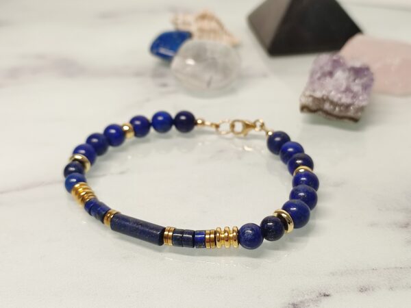 Bracelet Lapis Lazuli & Hématite – Bijou Femme Gold Filled – Image 3