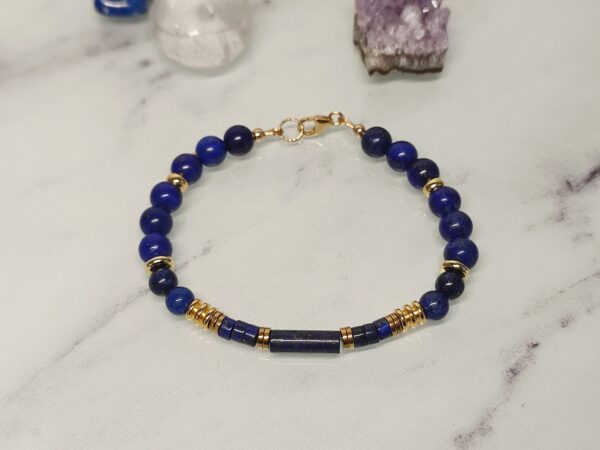 Bracelet Lapis Lazuli & Hématite – Bijou Femme Gold Filled – Image 2