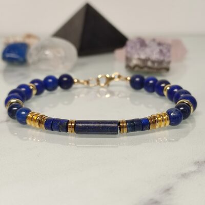 Bracelet Lapis Lazuli & Hématite – Bijou Femme Gold Filled