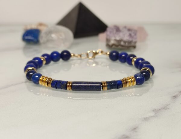 Bracelet Lapis Lazuli & Hématite – Bijou Femme Gold Filled