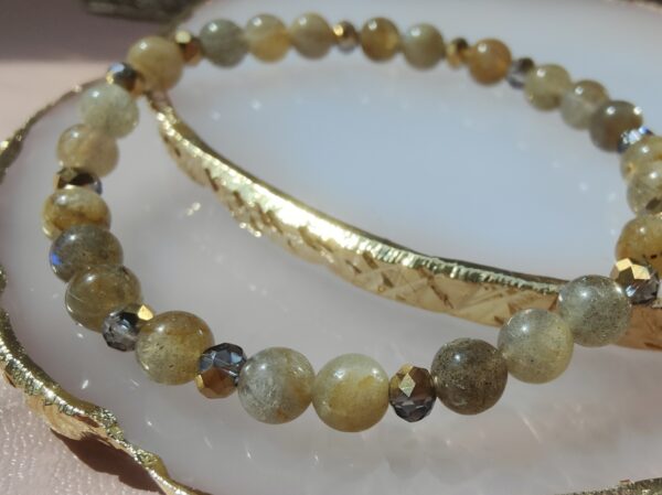 Oracolo Bracelet en Labradorite grise et Crystal autrichien – Image 2