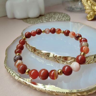 Terra Cotta Bracelet en Jaspe rouge et Cornaline