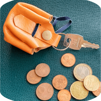Porte-clés mini-Bourse en cuir semi rigide