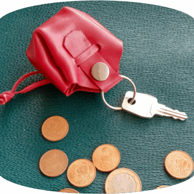 Porte-clés mini-Bourse en cuir semi rigide