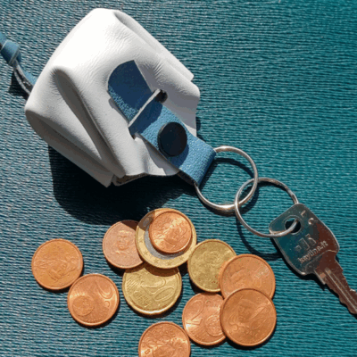 Porte-clés mini Bourse en cuir semi rigide