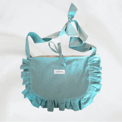 Sac à volant audacieuse vert plumetis + motif floral