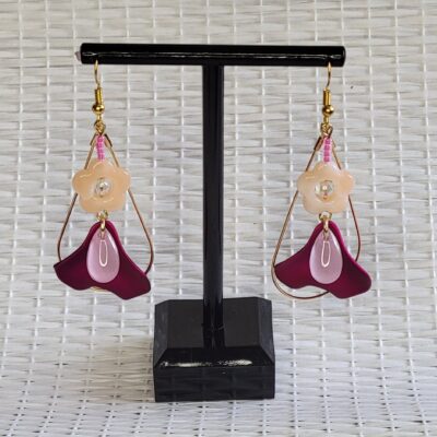 Boucles d'oreilles fleurs roses
