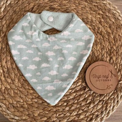 Bavoir bandana - NUAGES BLEUS
