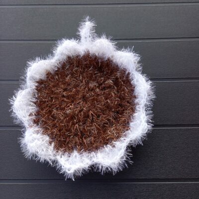 éponge fleur de douche marron au crochet fait main