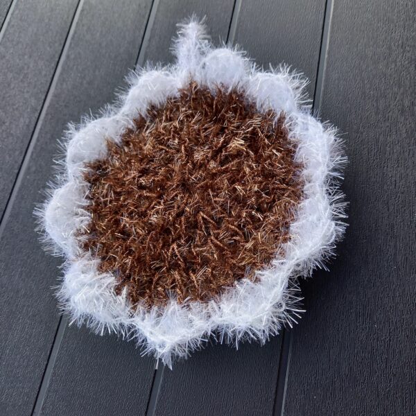 éponge fleur de douche marron au crochet fait main