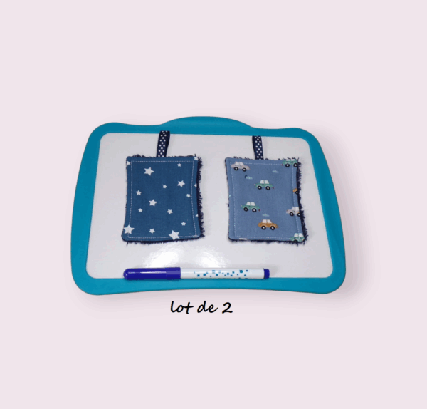 Duo de lingettes pour ardoise scolaire avec plusieurs motifs amusants pour les enfants. – Image 6