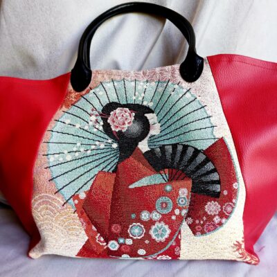 sac rouge motif geisha