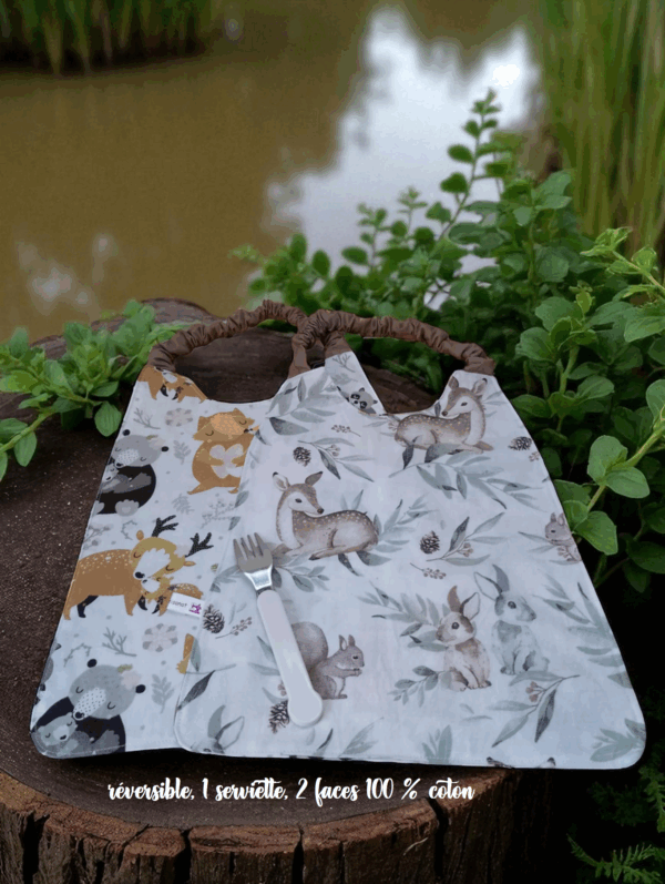 Serviette de cantine élastique réversible, bavoir maternelle, modèle pour garçon au choix – Image 6