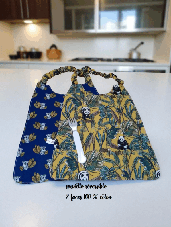 Serviette de cantine élastique réversible, bavoir maternelle, modèle pour garçon au choix – Image 8