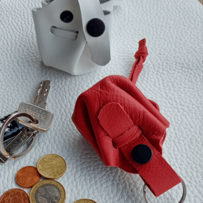 Porte-clés mini-Bourse en cuir souple