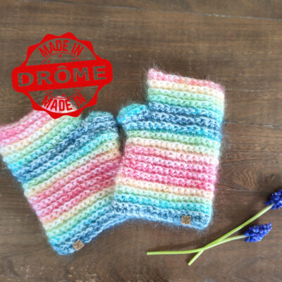Mitaines "Arc-en-ciel" en mohair, soie et mérinos