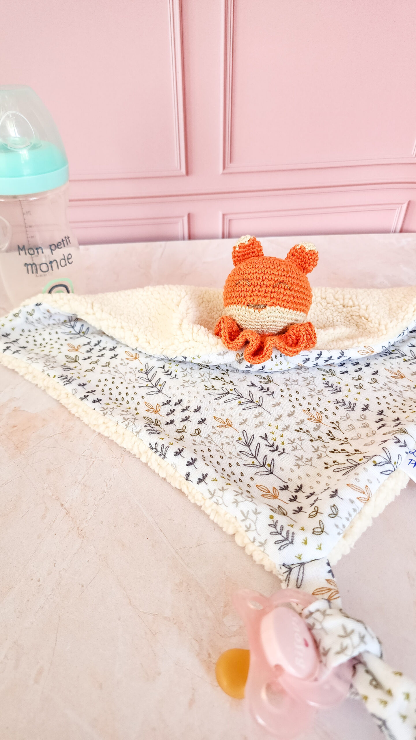 doudou renard en crochet à personnaliser sur mesure