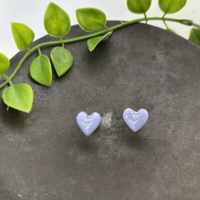 Boucles d’oreilles « Mon petit cœur » en pâte polymère bleu pastel
