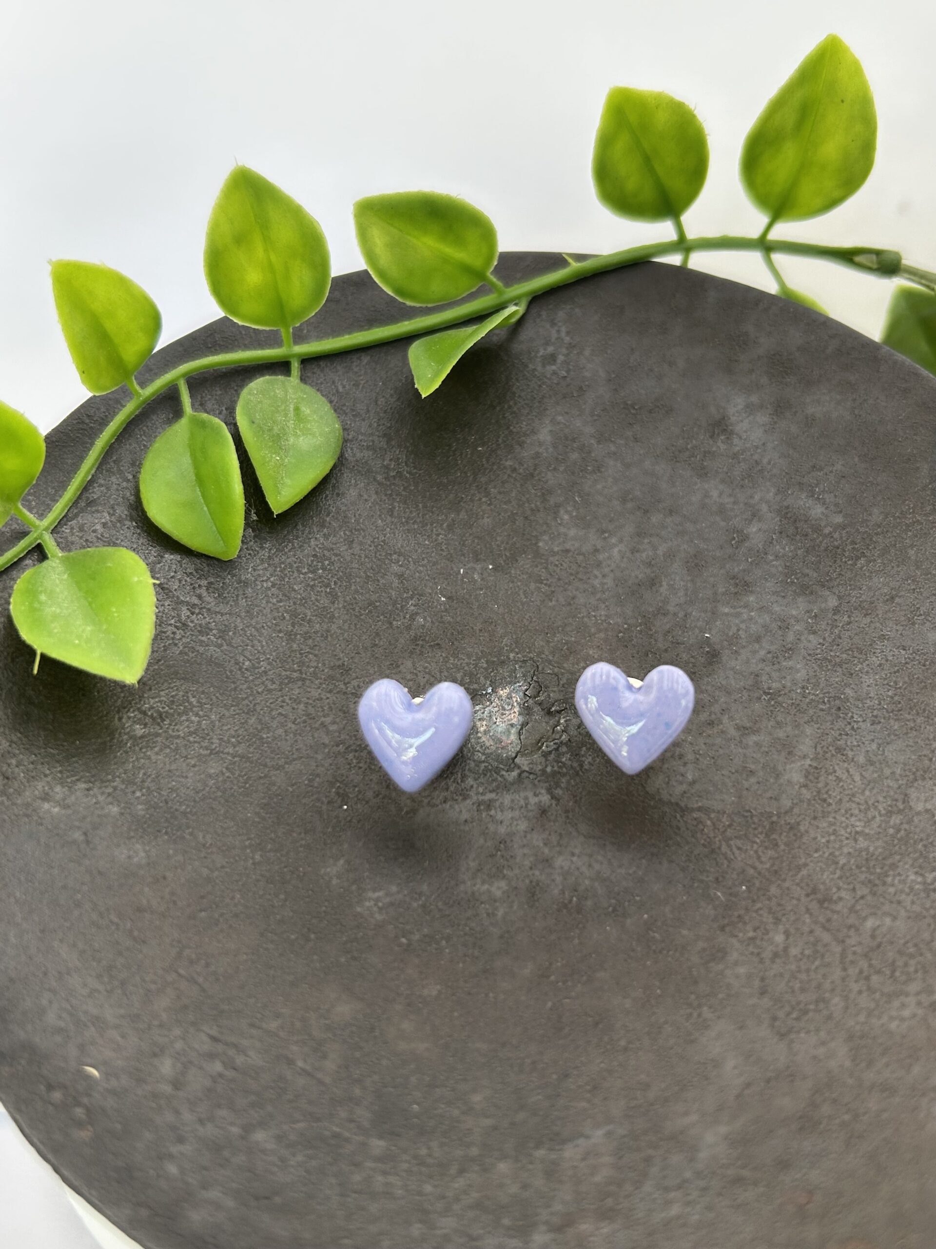 Boucles d’oreilles « Mon petit cœur » en pâte polymère bleu pastel