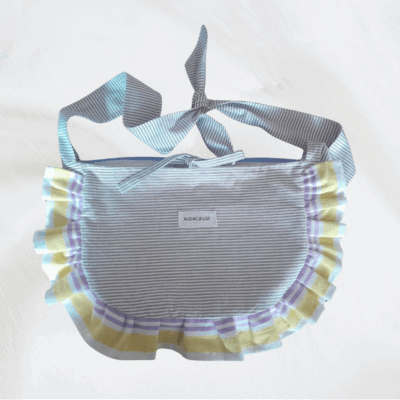 Sac à volant audacieuse rayures grises + rayures colorées