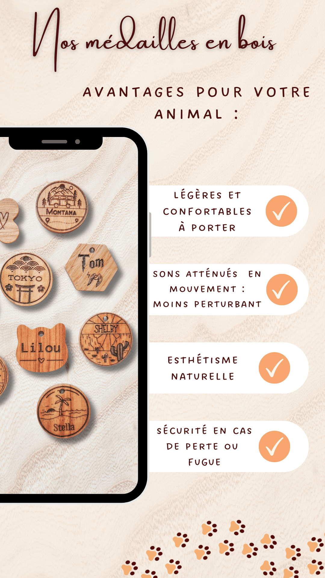 Avantages médailles en bois pour chien