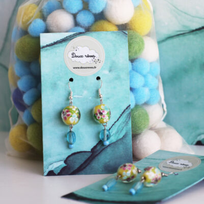 Boucles d'oreilles fleurs japonaises