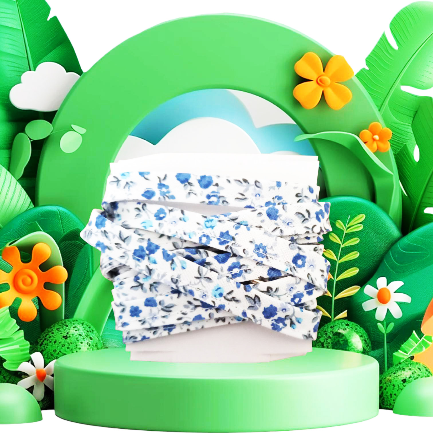 Paire de lacets en tissu - BLEUETS - Lacets femme - Lacets en coton fleuri