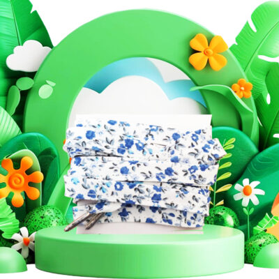 Paire de lacets en tissu - BLEUETS - Lacets femme - Lacets en coton fleuri