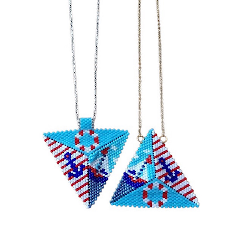 Pendentif Triangle Océan en Perles Miyuki Tissage Isycréa bijoux
