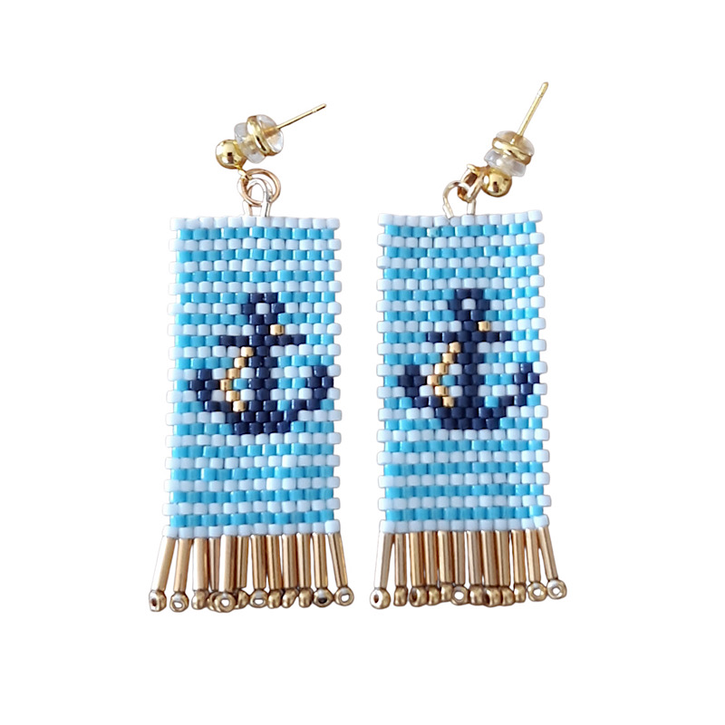 Boucles d’oreilles nautiques en perles miyuki tissées à l’aiguille