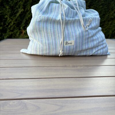 Sac a linge sale en coton petite ou grande capacité grosses rayures vertes