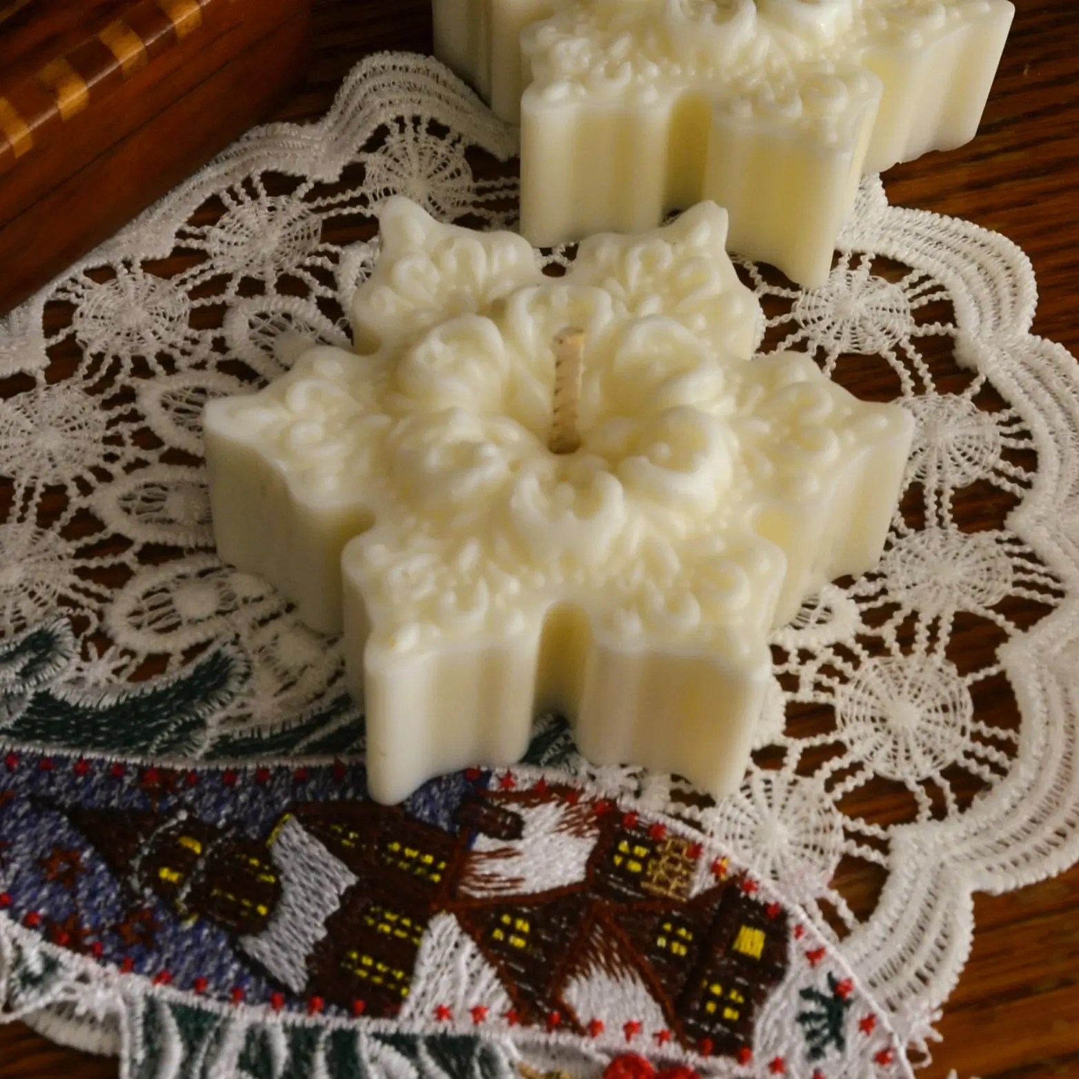 Bougie décorative flocon de neige