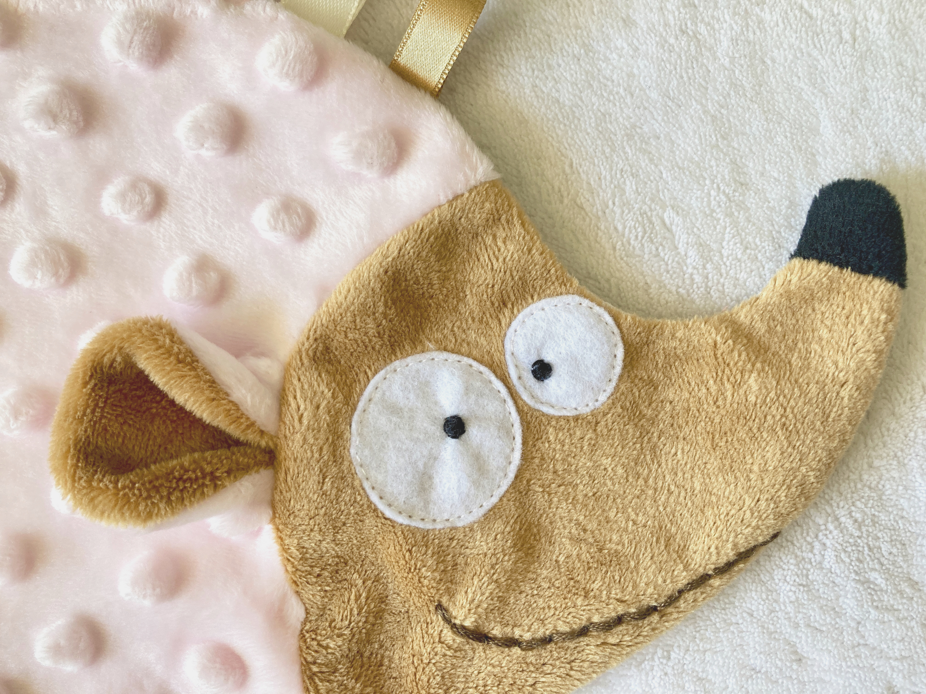 doudou plat étiquette hérisson rose