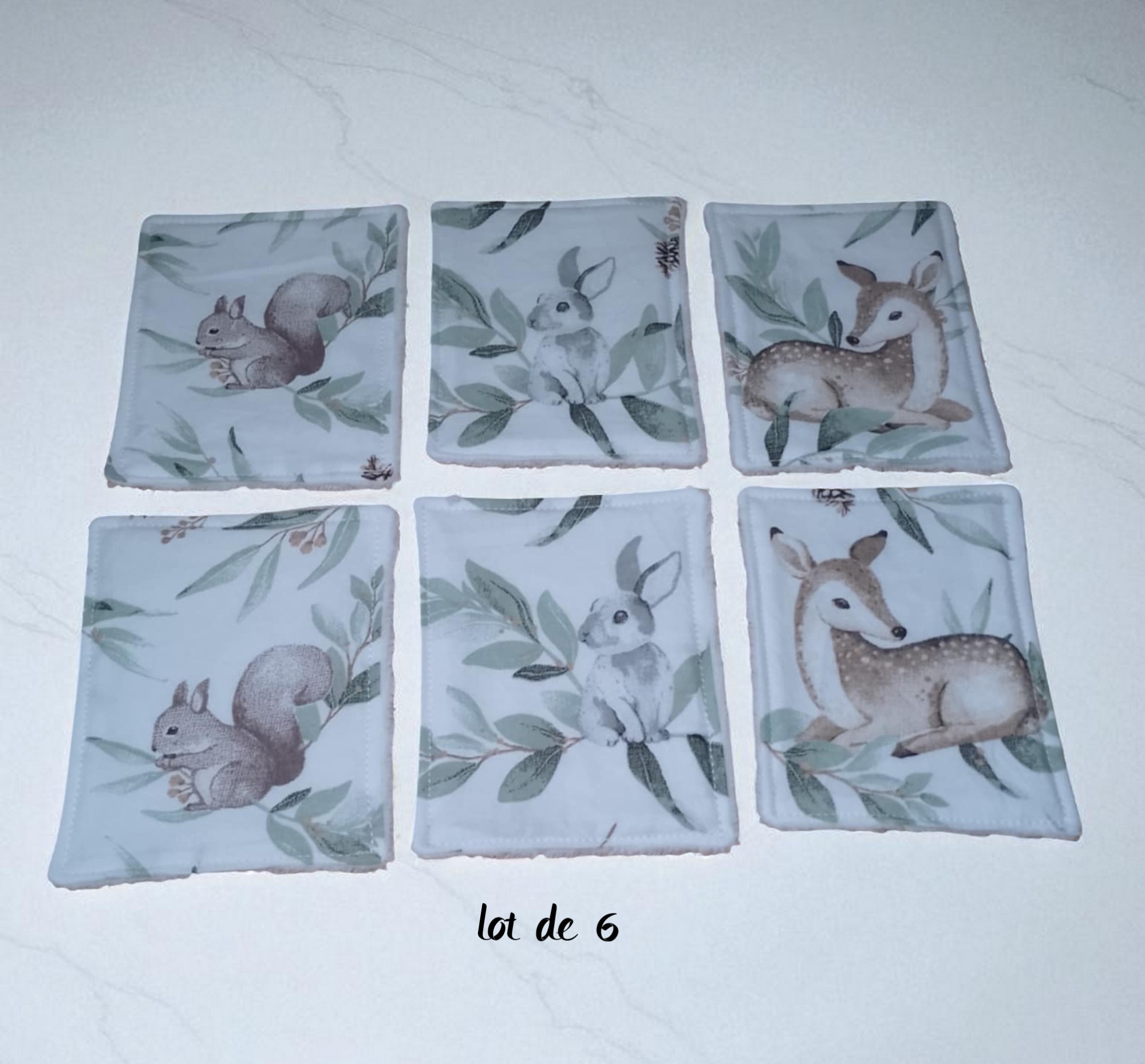 6 Débarbouillettes, grandes lingettes, enfant et bébé coton doublé bambou toute douce – Image 5