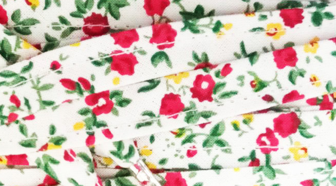 Paire de lacets en tissu - ROSES ROUGES - Lacets femme - Lacets en coton fleuri