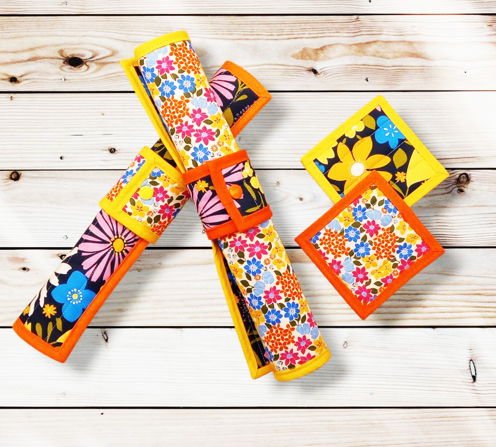 Ensemble sets de table matelassés et réversibles + sous-verres + ronds de serviette ou de set - GLADYS - Décoration de table bohème