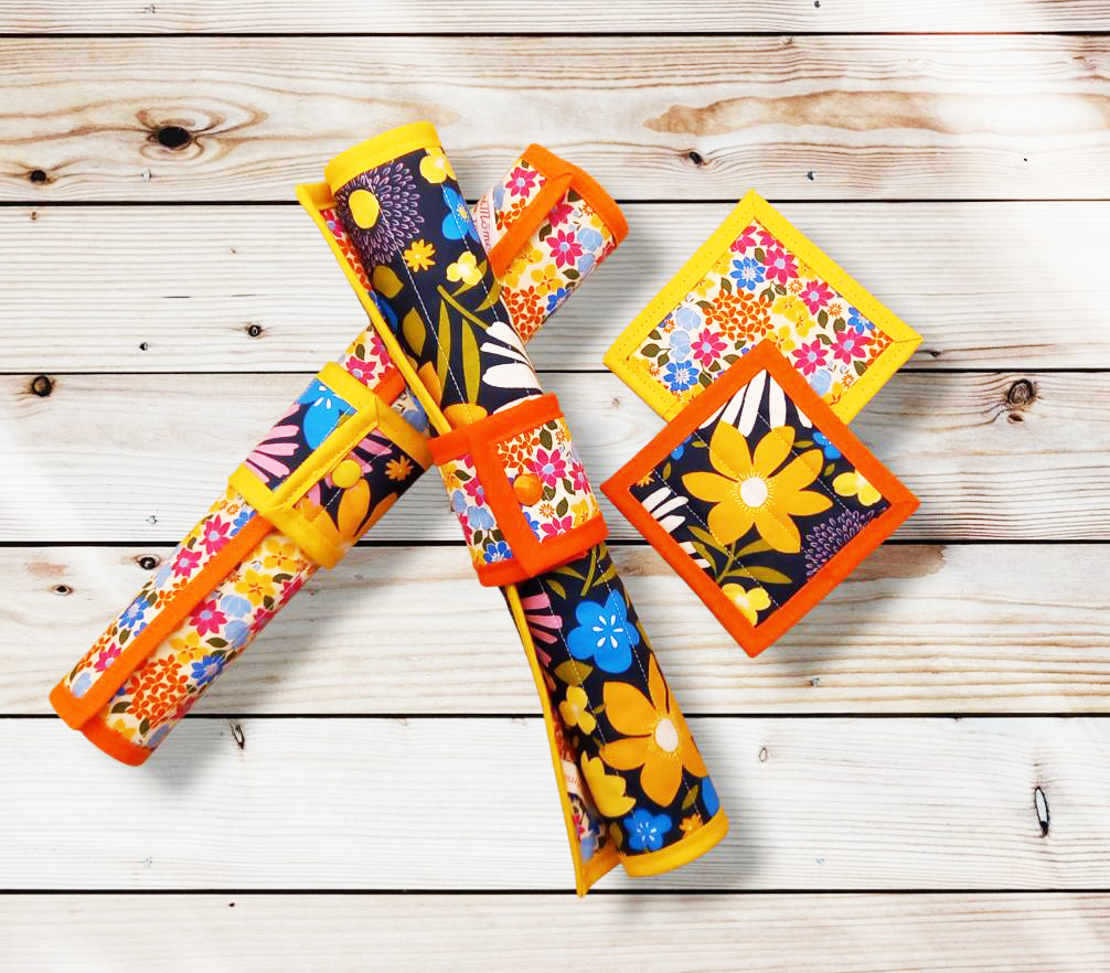 Ensemble sets de table matelassés et réversibles + sous-verres + ronds de serviette ou de set - GLADYS - Décoration de table bohème