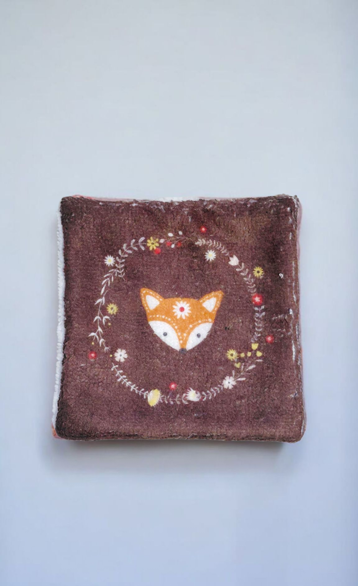 Lot de 5 lingettes lavables motif renard – double face en éponge de bambou certifiée Oeko-Tex® – Fait main – Image 5