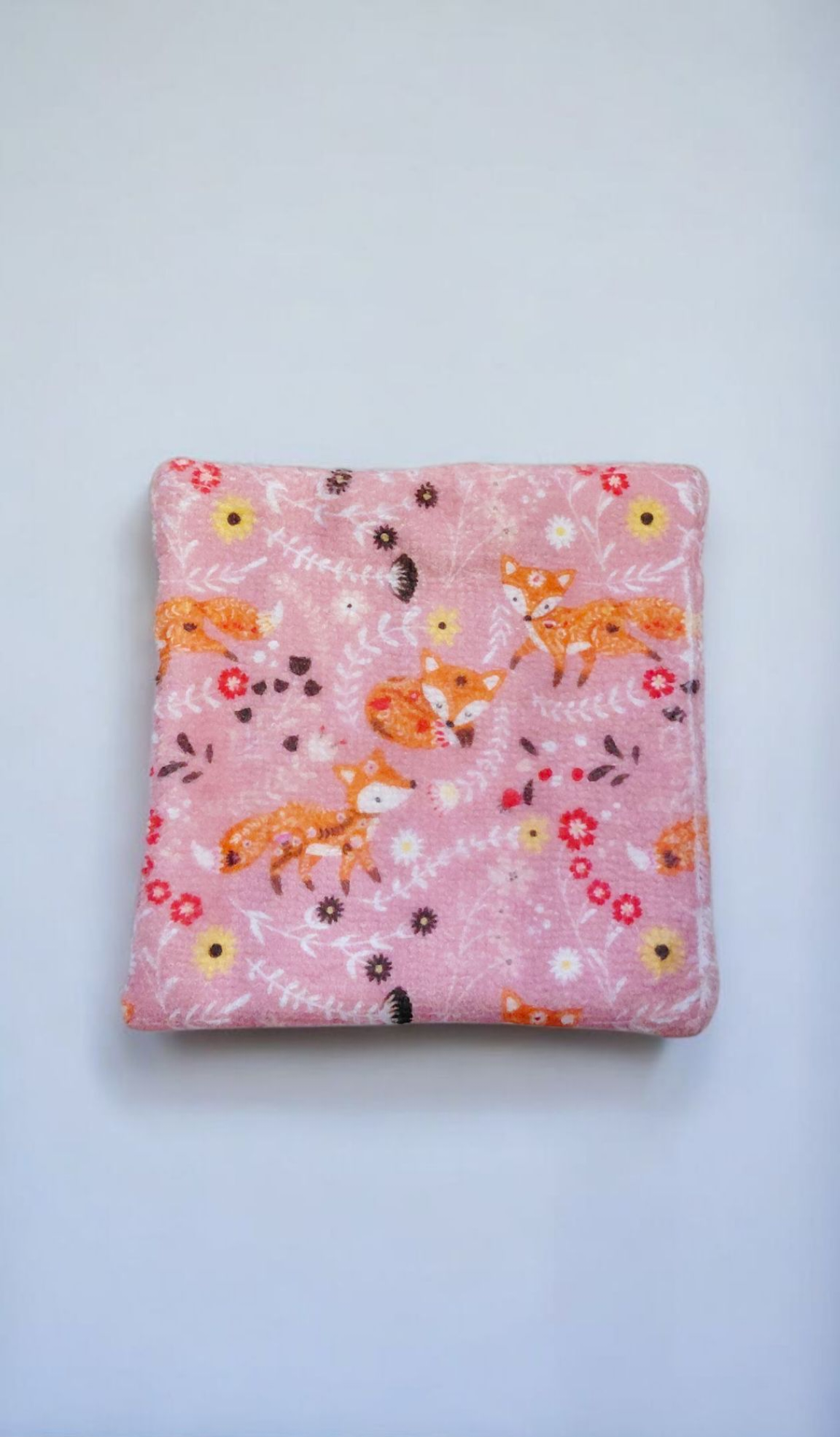 Lot de 5 lingettes lavables motif renard – double face en éponge de bambou certifiée Oeko-Tex® – Fait main – Image 3