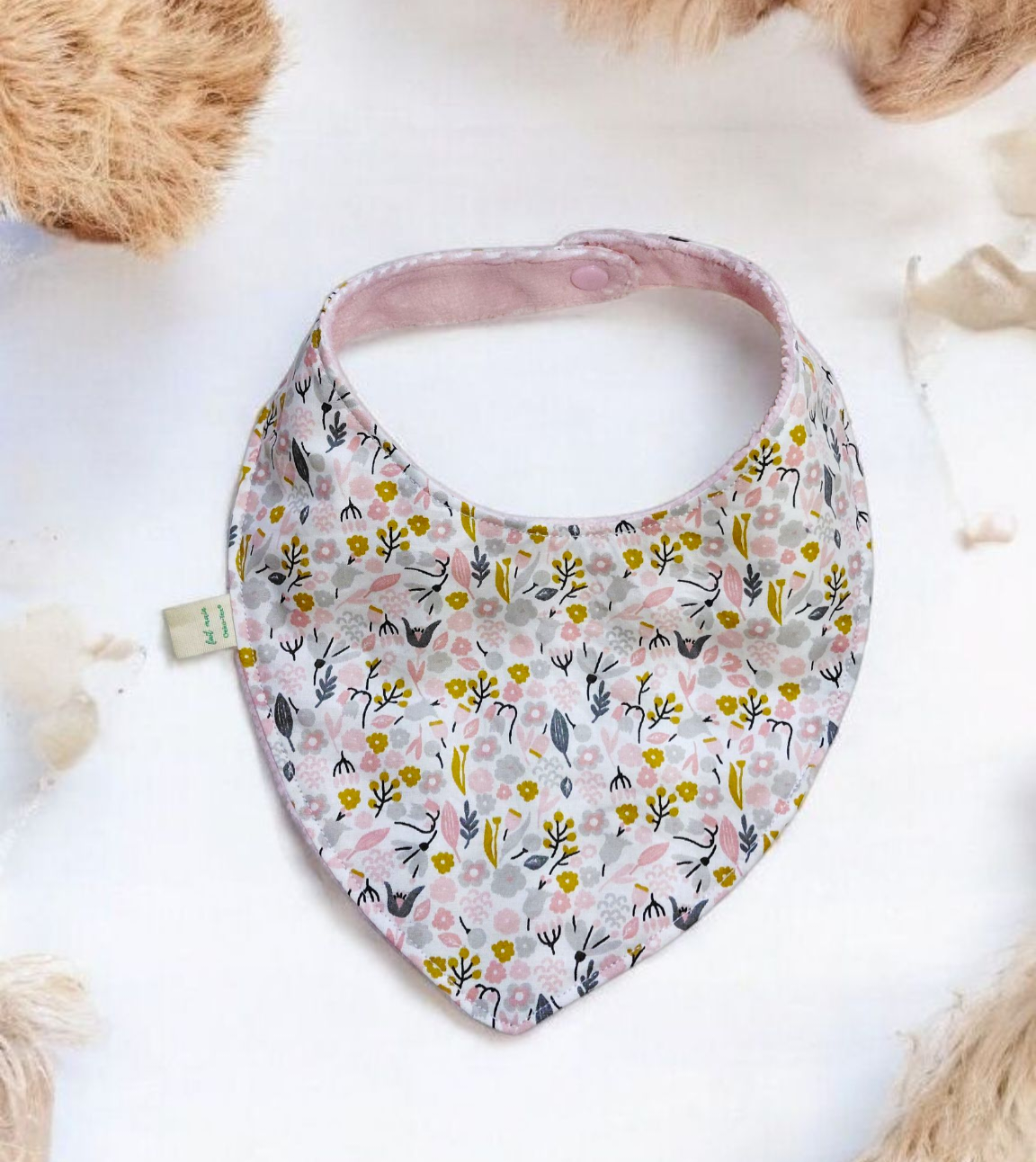 Bavoir bandana réversible bébé 0-9 mois – éponge de bambou motif renard et coton Oeko-Tex® – Image 2
