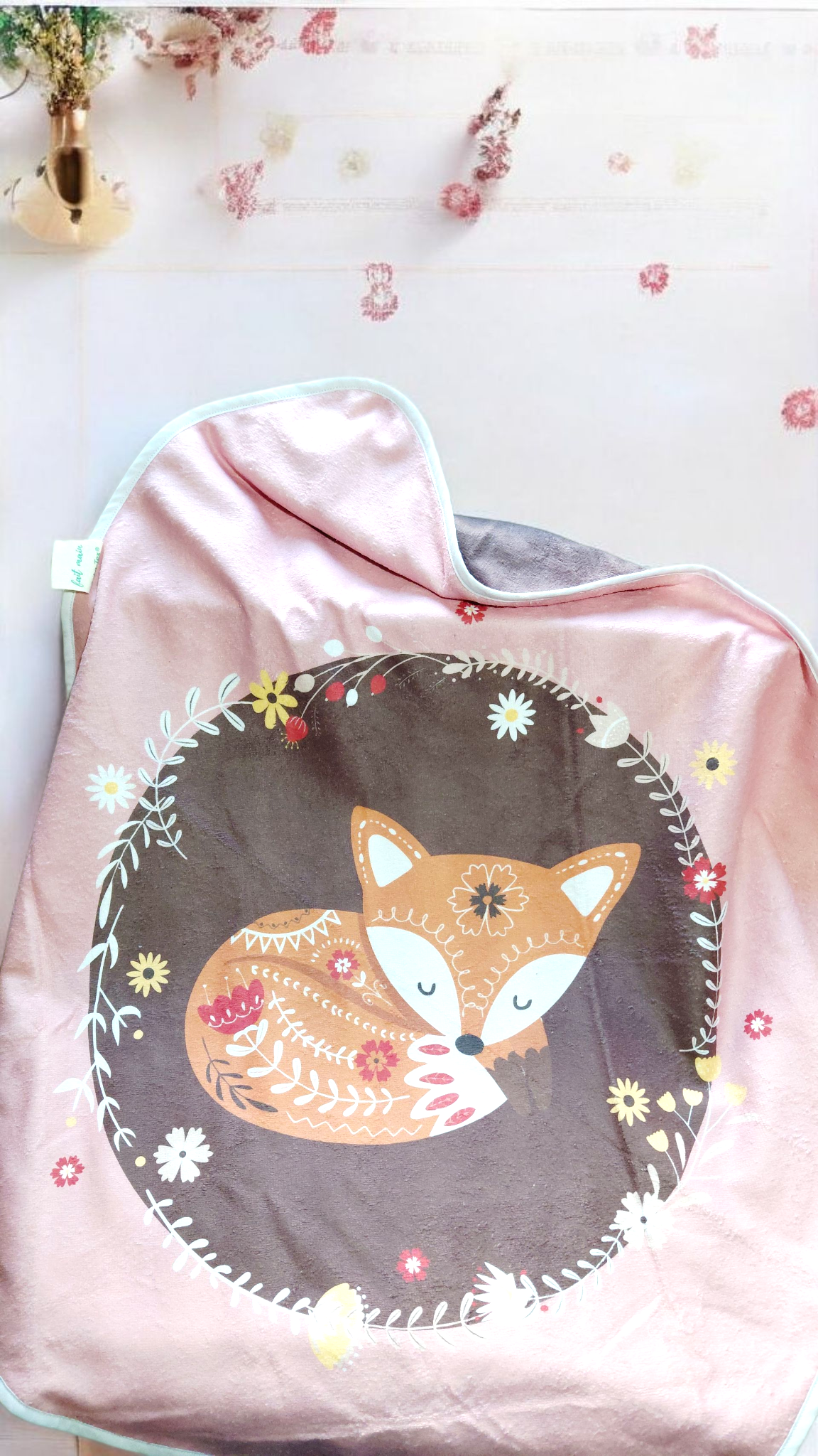 Cape de bain bébé motif renard – éponge de bambou certifiée Oeko-Tex® – Fait main