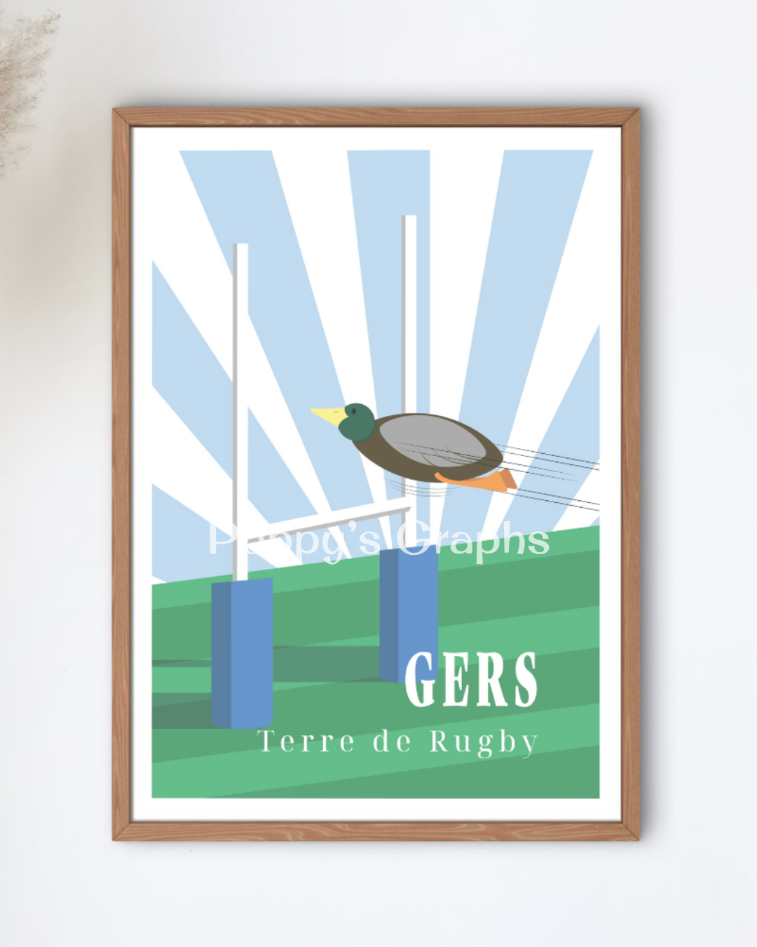 Affiche du Gers avec cadre bois