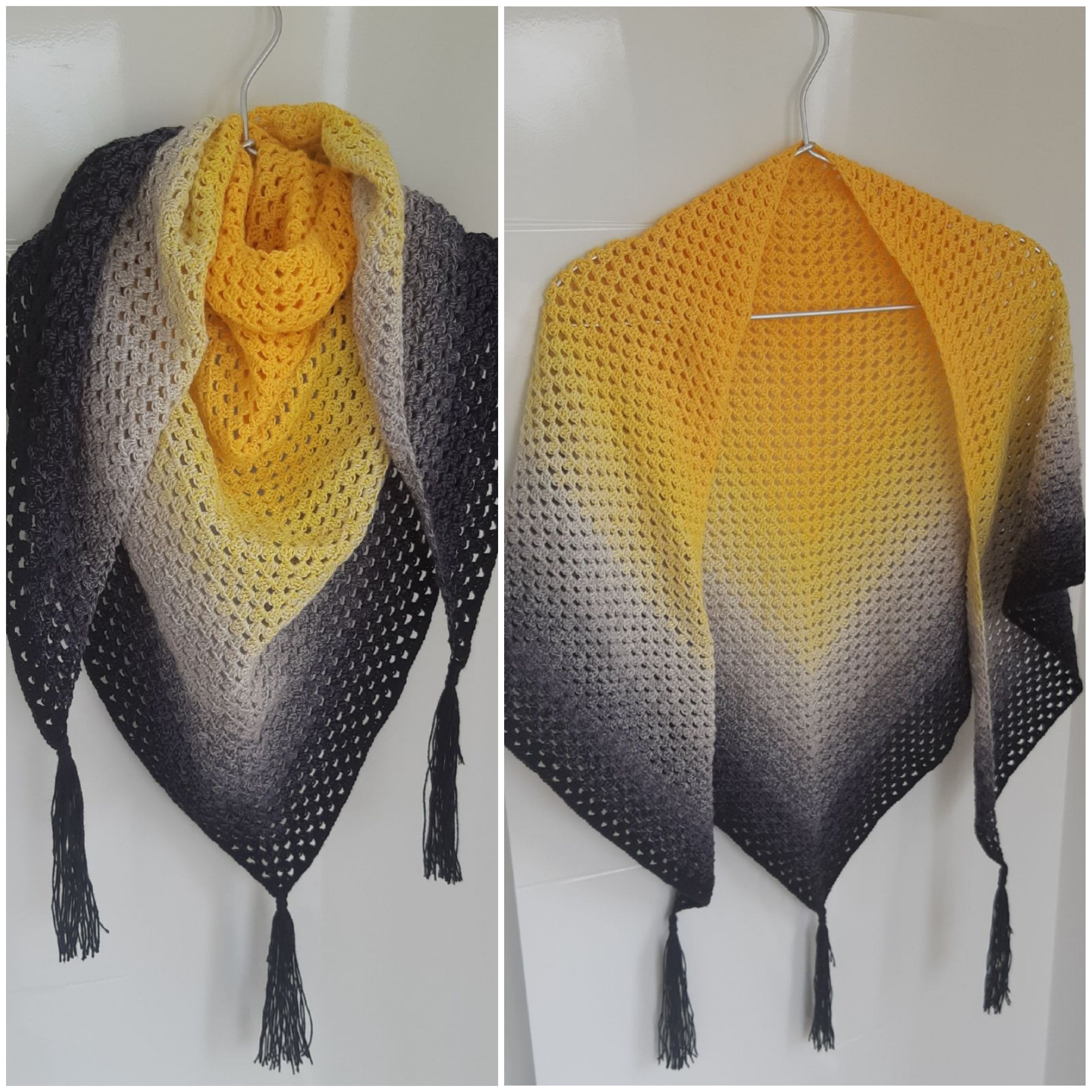 Châle - chèche ensoleillé réalisé au crochet