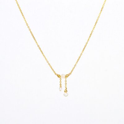 Collier fin en or laminé et pierres fines naturelles