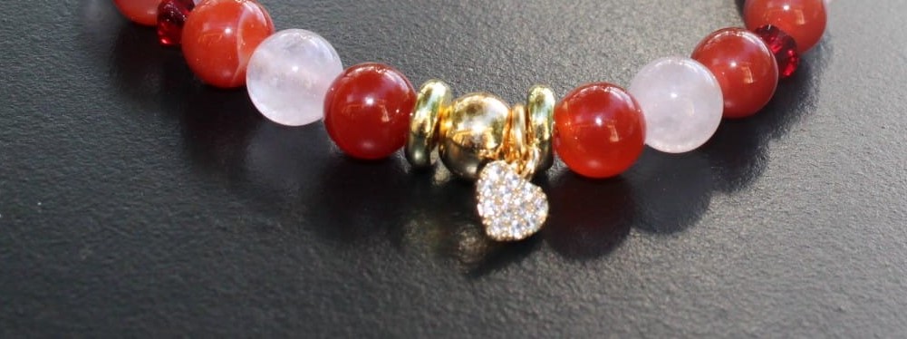 Bracelet Agate Rouge et Quartz Rose en Gold Filled – Image 3