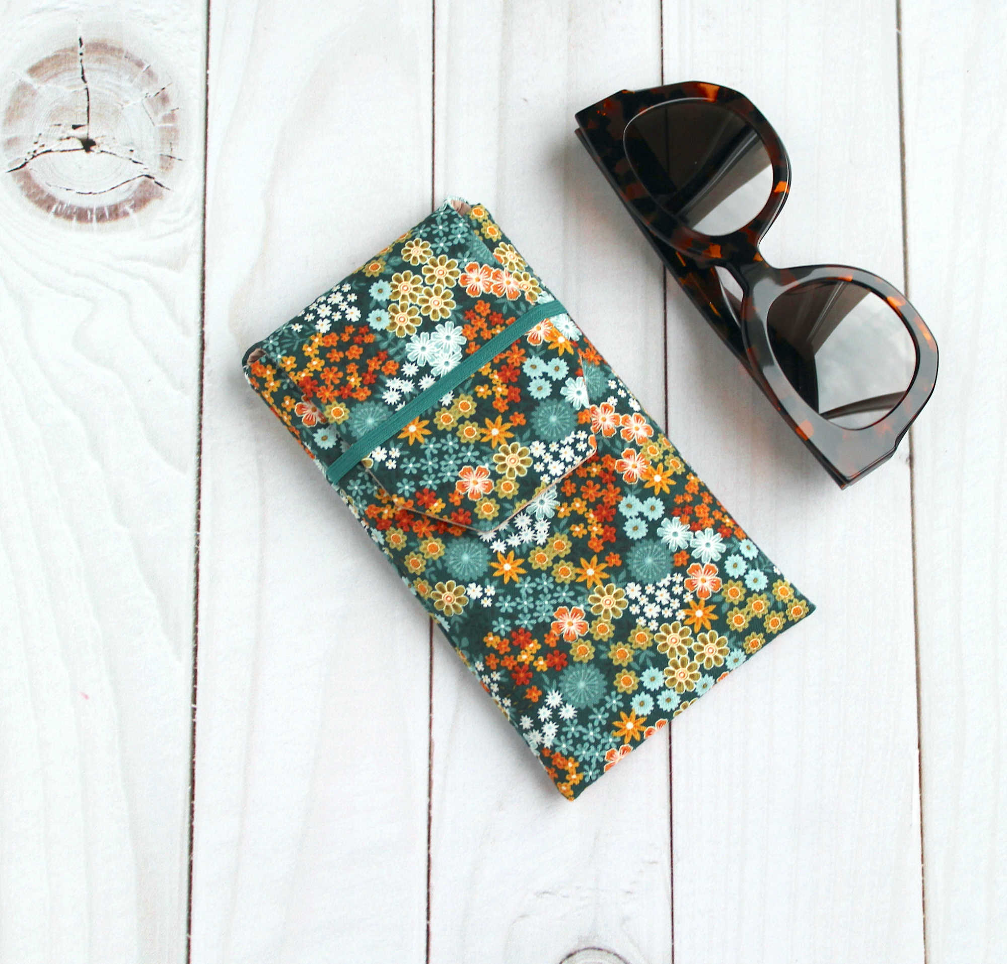 etui lunettes tissu fleuri