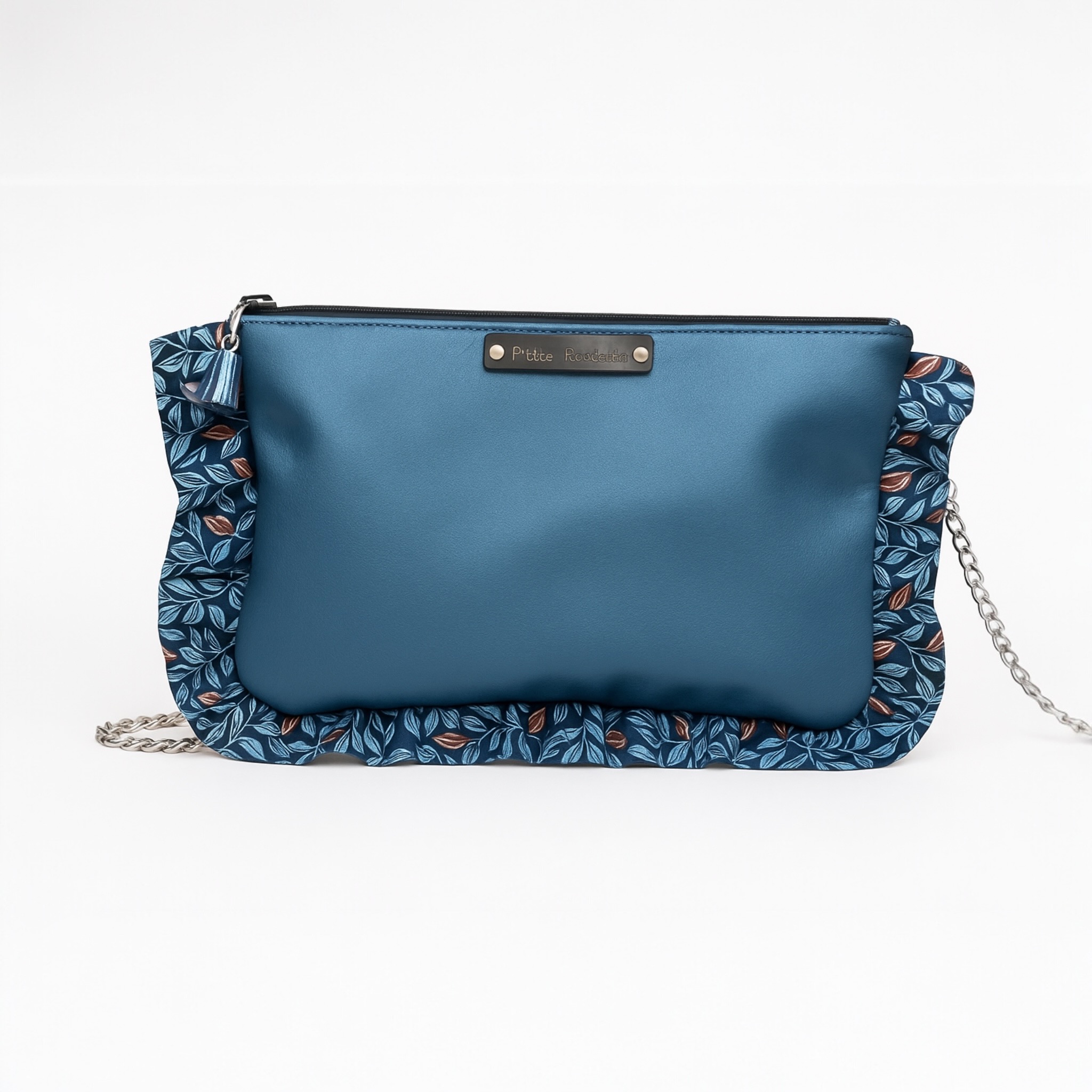 Sac bandoulière en simili cuir bleu irisé- Création Artisanale Française